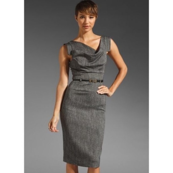 black halo midi dress